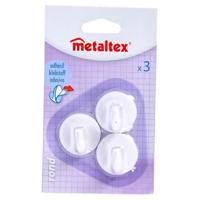 Metaltex plakhaken 3 stuks wit - thumbnail