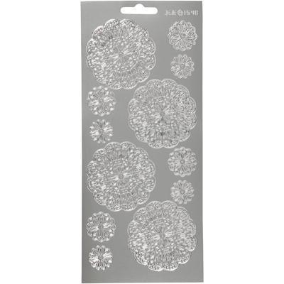 Creativ Company Stickers, bloemen, vel 10x23 cm, zilver, 1 vel