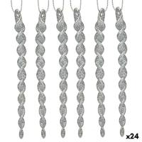 Kerstversiering Zilverkleurig Plastic Purpurine 13,5 x 1 x 5,5 cm (24 Stuks) - thumbnail