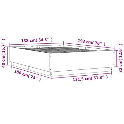Bedframe met LED-verlichting sonoma eikenkleurig 135x190 cm