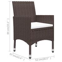 3-delige Bistroset poly rattan en gehard glas bruin - thumbnail