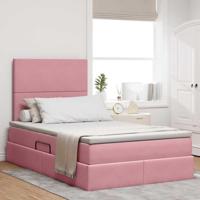 Opbergbed met LED met matras Roze 120 x 190 cm Fluweel - thumbnail