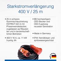 AS Schwabe 60568 Stroom Verlengkabel 16 A Zwart 25.00 m H07RN-F 5G 1,5 mm² Met fasewisselaar - thumbnail