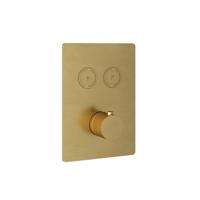 Douchethermostaat Hotbath Cobber Inbouw 2 Pushbuttons Vierkant Geborsteld Messing PVD (excl. inbouwdeel) - thumbnail