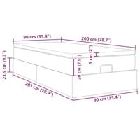 Ottoman bed met matras 90x200cm stof donkerbruin - thumbnail