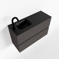 MONDIAZ ADA 80cm toiletmeubel dark grey. LEX wastafel urban links 1 kraangat - thumbnail