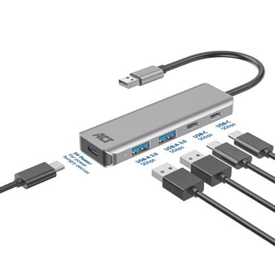 ACT AC6125 USB-A hub USB-C power poort