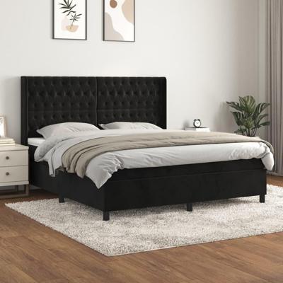 Boxspring met matras fluweel zwart 180x200 cm
