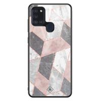 Samsung Galaxy A21s glazen hardcase - Stone grid - thumbnail