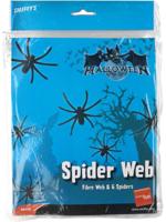 Decoratie spinnenweb met 6 spinnen - thumbnail