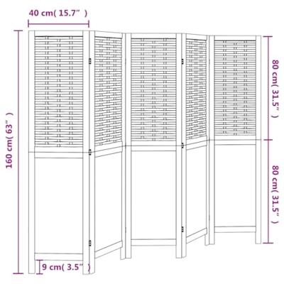 Kamerscherm met 5 panelen massief paulowniahout wit Kamerscherm met 5 panelen massief paulowniahout wit