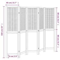 Kamerscherm met 5 panelen massief paulowniahout wit - thumbnail