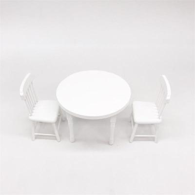 1:12 Mini Doll House scène decoratie eettafel en stoel set (wit)