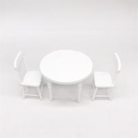 1:12 Mini Doll House scène decoratie eettafel en stoel set (wit) - thumbnail