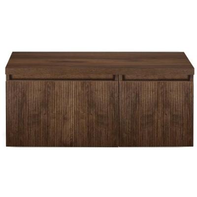 Frozen 3D Badmeubelset 100 cm - Greeplijst in Kleur - Wastafel Onderkast met Bovenblad Dark Oak