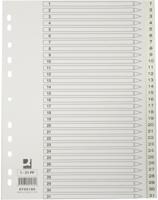 Q-CONNECT tabbladen, A4, PP, 11-gaatsperforatie, met indexblad, set van 1-31, wit - thumbnail