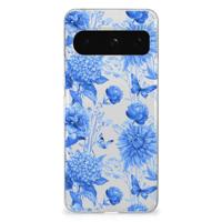 TPU Case voor Google Pixel 8 Pro Flowers Blue - thumbnail