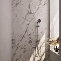 Inbouw Regendouche Set Brauer Brushed Edition Gebogen Wanduitloop Ronde Hoofddouche 30 cm Twee Stopkranen Glijstang en Handdouche 3 Standen RVS Look - thumbnail
