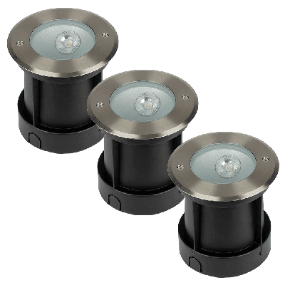 Set van 3 Oblique LED Grondspots buiten - XL Ø15cm - 20° Stralingshoek - 4000K neutraal wit - 8W 350lm - Tuinspot - RVS - IP67 waterdicht Set van 3 Oblique LED Grondspots buiten - XL Ø15cm - 20° Stralingshoek - 4000K neutraal wit - 8W 350lm - Tuinspot - RVS - IP67 waterdicht