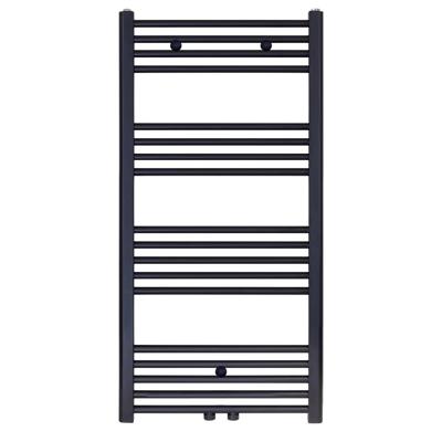 Designradiator Nile Gobi 110x60 cm Geborsteld Mat Zwart midden-onderaansluiting Boss & Wessing