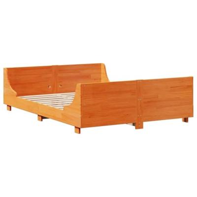 Bed met boekenkast zonder matras hout wasbruin 135x190 cm