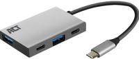 ACT AC7070 USB-C Hub 4 port met 2x USB-C en 2x USB-A, SuperSpeed 10Gbit/s,Grijs - thumbnail
