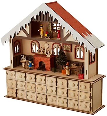 Small Foot - houten adventskalender woonkamer met lichtjes
