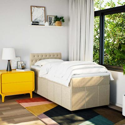Boxspring met matras stof crèmekleurig 200x200 cm - thumbnail
