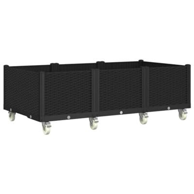 Plantenbak met wielen 150x80x54 cm polypropeen zwart Plantenbak met wielen 150x80x54 cm polypropeen zwart