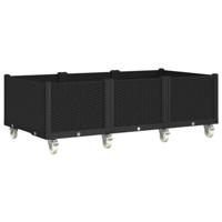 Plantenbak met wielen 150x80x54 cm polypropeen zwart - thumbnail