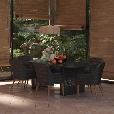 7-delige Tuinset poly rattan zwart