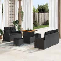 Tuinbankenset met kussen 8 pcs Zwart poly rattan - thumbnail