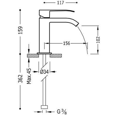 Cuadro Wastafelmengkraan met perlator 107103 Tres - thumbnail