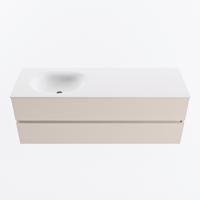 MONDIAZ VICA 140cm badmeubel onderkast Linen 2 lades. Wastafel MOON links 1 kraangat, kleur Talc. - thumbnail