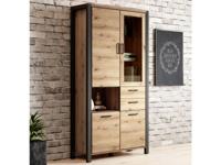 Vitrinekast ATIK 4 deuren 2 lades mat zwart/taurus eik - thumbnail