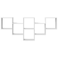 Wandschap 159x18x66 cm bewerkt hout wit - thumbnail