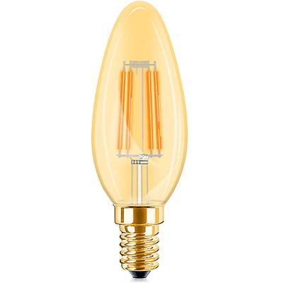 Amber LED Kaarslamp E14 Filament 4W - 360lm | Vervangt 32W - 2200K