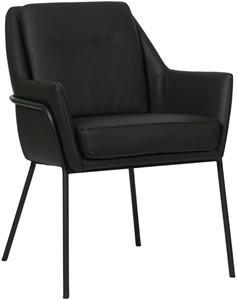 Zwarte leren industriële design eetkamerstoel Mix - Hermes Leer Nero (zwart leer)