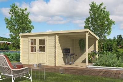 Outdoor Life Tampa Blokhut 481 x292 cm vuren blank- Lessenaarsdak- Onbehandeld vurenhout- Outdoor Life