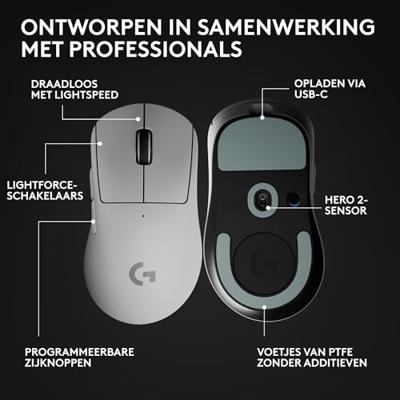 Draadloze gamingmuis - Logitech - G Pro X Superlight 2 DEX - Wit