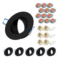 Set van 6 Pedro LED Inbouwspots - Kantelbaar - Diameter 90mm - Rond - GU10 Fitting inbouwarmatuur - IP20 voor binnen - Zwart - thumbnail
