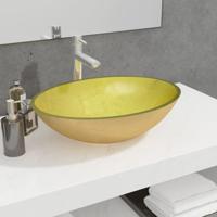 VidaXL Wasbak 50x37x14 cm glas goudkleurig - thumbnail