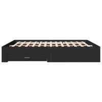 Bedframe met lades bewerkt hout zwart 180x200 cm - thumbnail