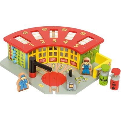 Bigjigs houten rails - luxe remise voor 5 treinen