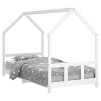 Kinderbedframe 90x200 cm massief grenenhout wit - thumbnail