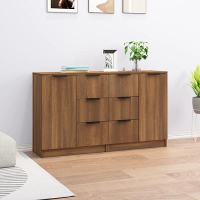 Dressoirs 2 st 60x30x70 cm bewerkt hout bruin eikenkleur