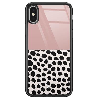 iPhone X/XS glazen hardcase - Pink dots iPhone X/XS glazen hardcase - Pink dots