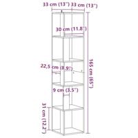 Hoekkast 33x33x165 cm bewerkt hout artisanaal eikenkleur - thumbnail
