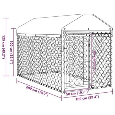 Hondenkennel voor buiten met dak 200x100x125 cm