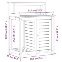 Oppottafel met schappen 82,5x50x109,5 cm grenenhout bruin - thumbnail
